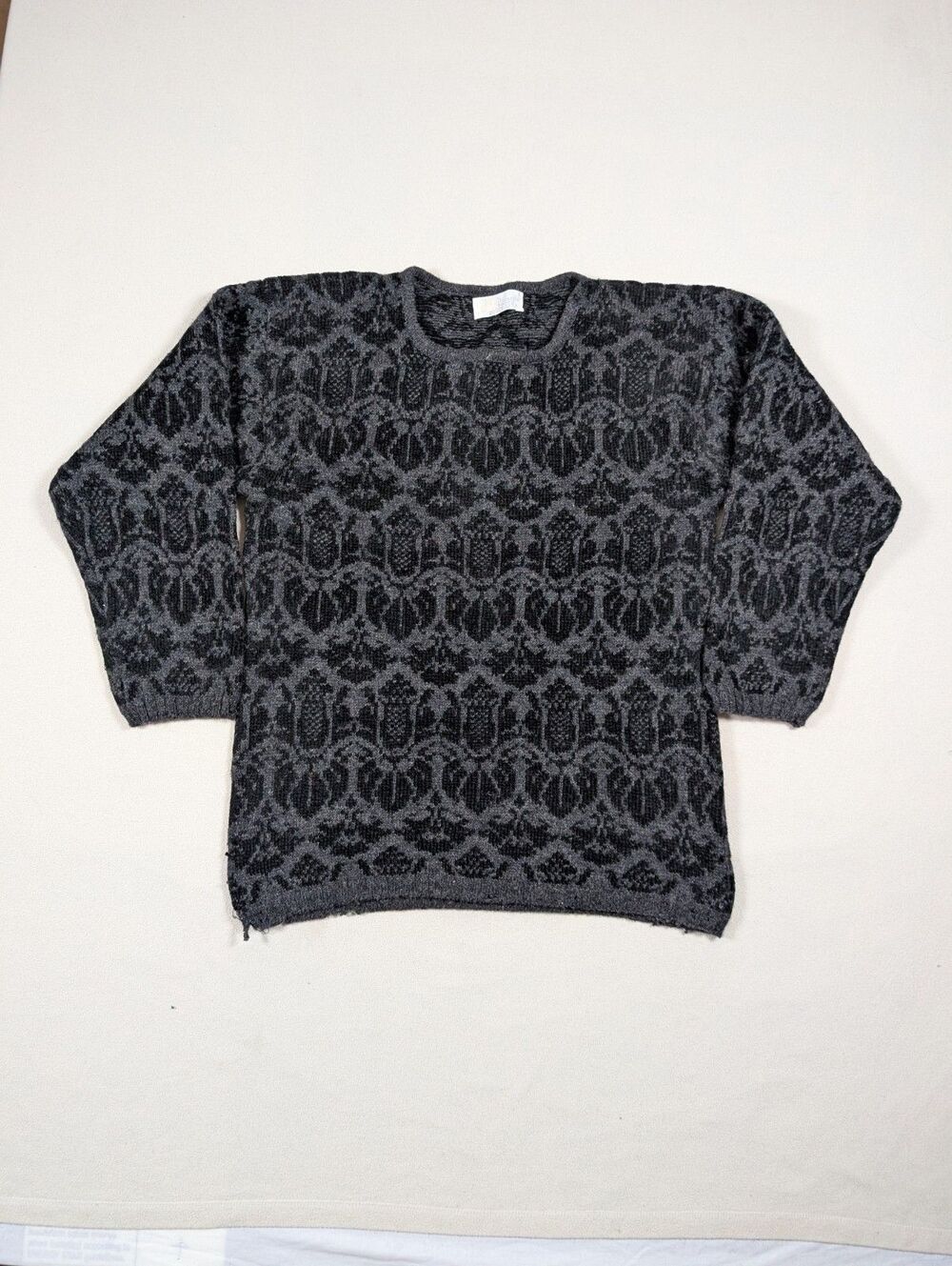 Vintage Pringle of Scotland Sweater Mens L Wool Pineapple Floral All Over Golf